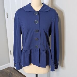 Dialogue Women's Blue Button-Up Coat Blazer Size Medium